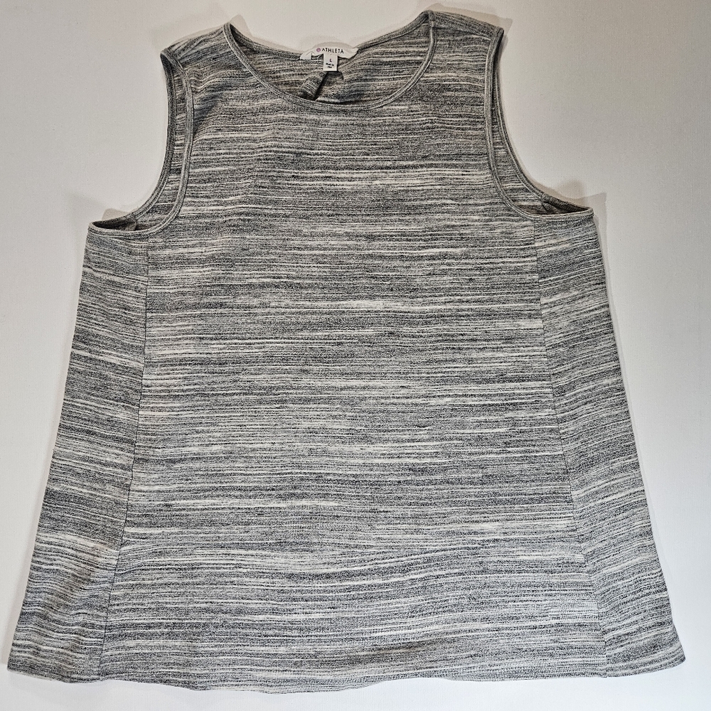 Athleta Womens Tank Size Large Grey White Marbled Workout Athletic Summer Top